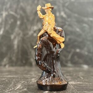 AVON Bucking Bronco and Cowboy Amber Bottle